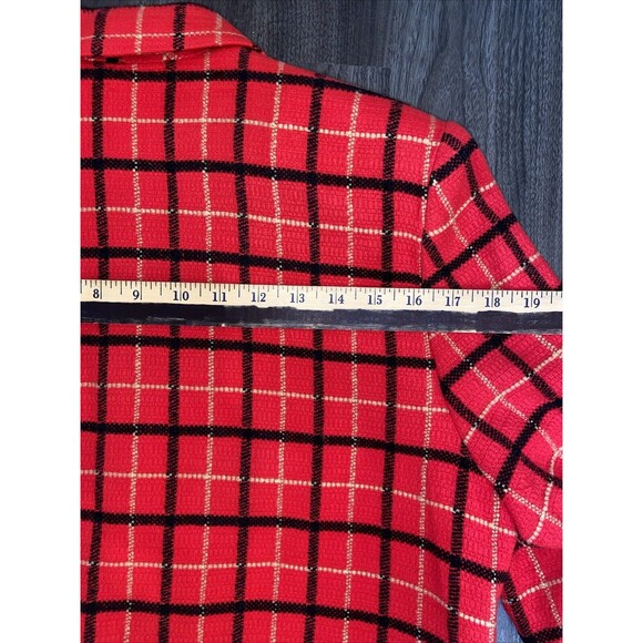 Courtenay Vintage Plaid Red Black Single-Button Blazer w/Shoulder Pads Size 14 - Picture 12 of 12